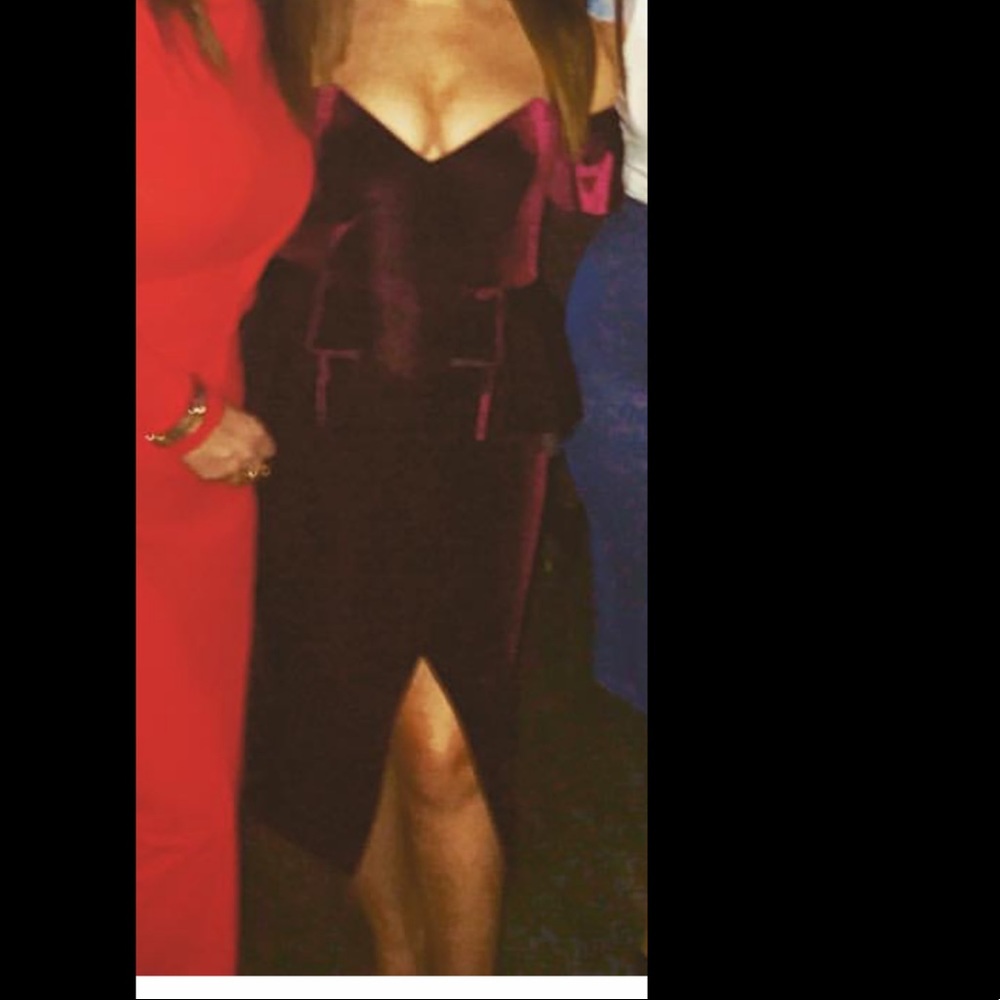 ASOS Velvet burgundy past the knee cocktail dress